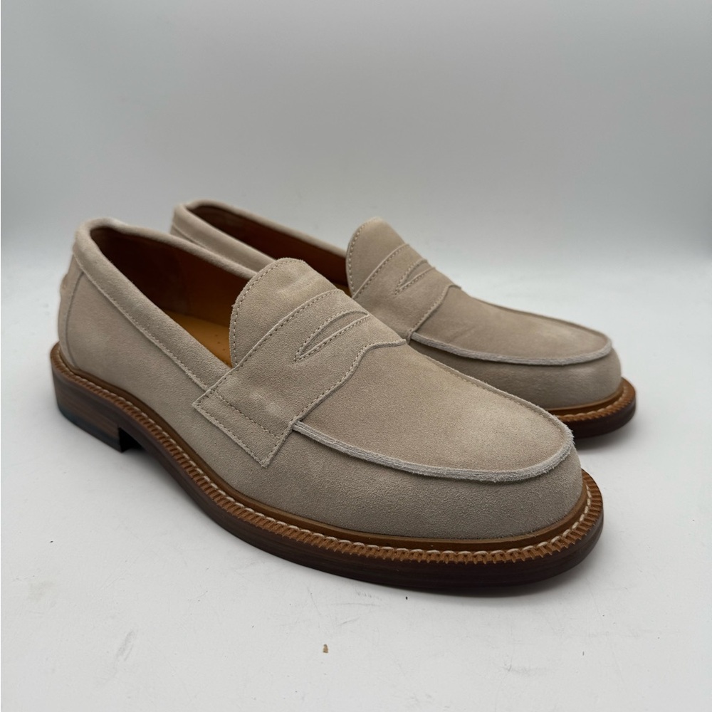 BRAND NEW Express Leather Suede Penny Loafers Natural (Cream) Size 10